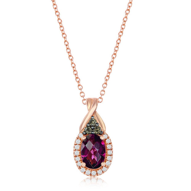 Le Vian� Pendant featuring 3/4 cts. Raspberry Rhodolite�, 1/15 cts. Chocolate Diamonds�, 1/15 cts. Vanilla Diamonds� set in 14K Strawberry Gold� - Robson's Jewelers