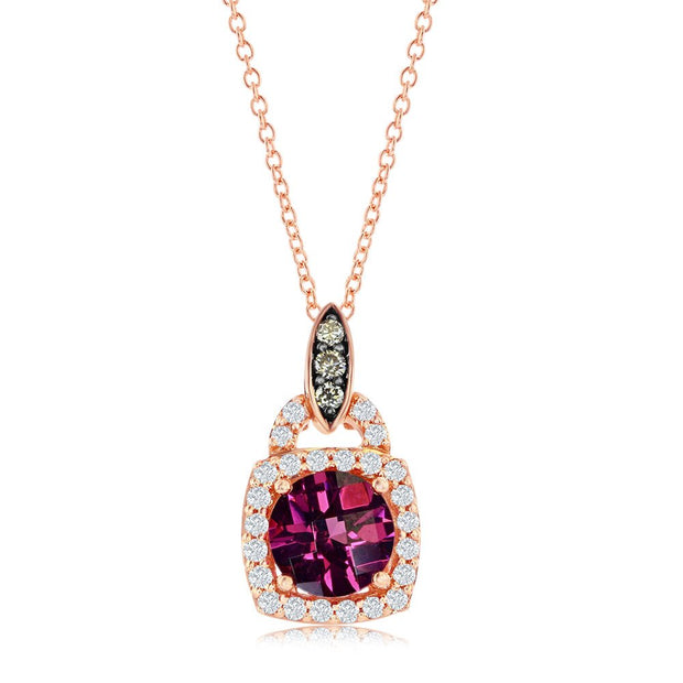 Le Vian Chocolatier� Pendant featuring 1 1/5 cts. Raspberry Rhodolite�, 1/20 cts. Chocolate Diamonds�, 1/5 cts. Vanilla Diamonds� set in 14K Strawberry Gold� - Robson's Jewelers