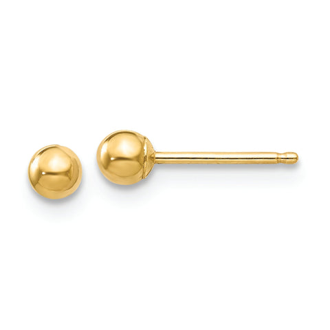 14k Polished 3mm Ball Post Earrings - Robson's Jewelers