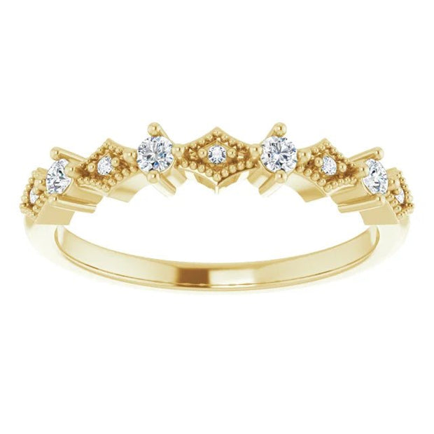 14K Yellow 1/8 CTW Natural Diamond Milgrain Anniversary Band - Robson's Jewelers