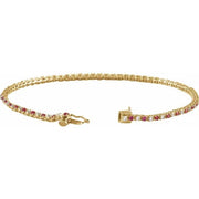 14K Yellow Natural Ruby & 5/8 CTW Natural Diamond Line 7 1/4" Bracelet - Robson's Jewelers