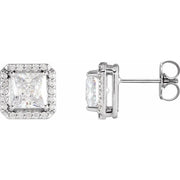 14K White 3/4 CTW Natural Diamond Halo-Style Earrings - Robson's Jewelers