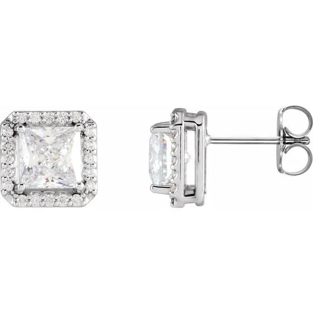 14K White 3/4 CTW Natural Diamond Halo-Style Earrings - Robson's Jewelers