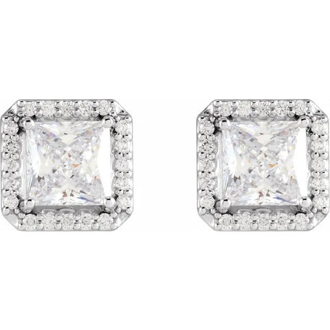 14K White 3/4 CTW Natural Diamond Halo-Style Earrings - Robson's Jewelers