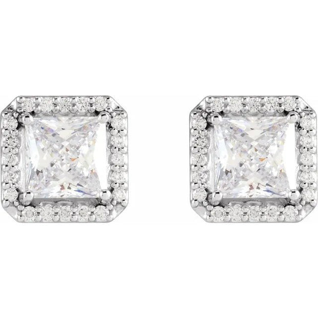 14K White 3/4 CTW Natural Diamond Halo-Style Earrings - Robson's Jewelers