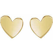 14K Yellow 6 mm Asymmetrical Heart Friction Post & Back Earrings - Robson's Jewelers