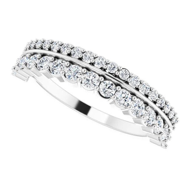 14K White 5/8 CTW Natural Diamond Double Row Anniversary Band - Robson's Jewelers