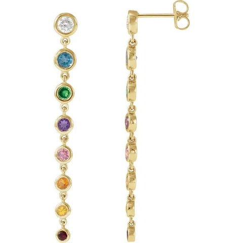 14K Yellow Natural Multi-Gemstone & 1/2 CTW Natural Diamond Rainbow Earrings - Robson's Jewelers