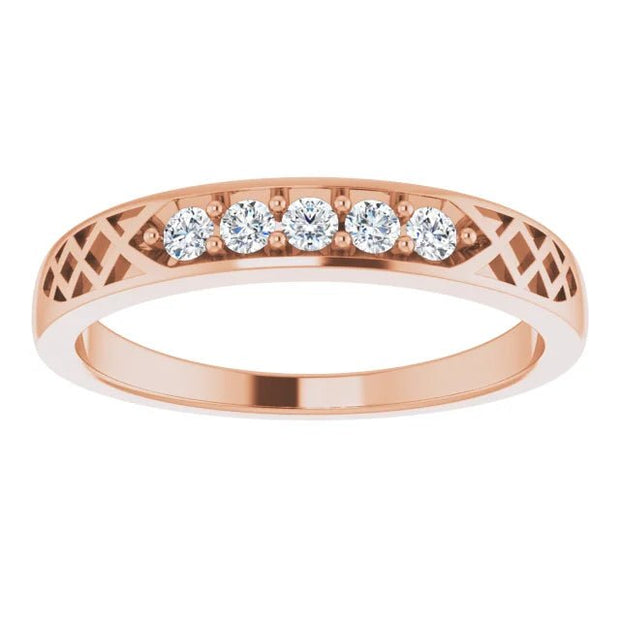 14K Rose 1/6 CTW Natural Diamond Celtic-Inspired Anniversary Band - Robson's Jewelers