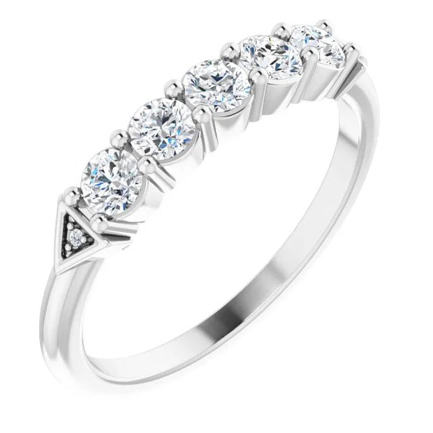 14K White 1/2 CTW Natural Diamond Five-Stone Anniversary Band - Robson's Jewelers