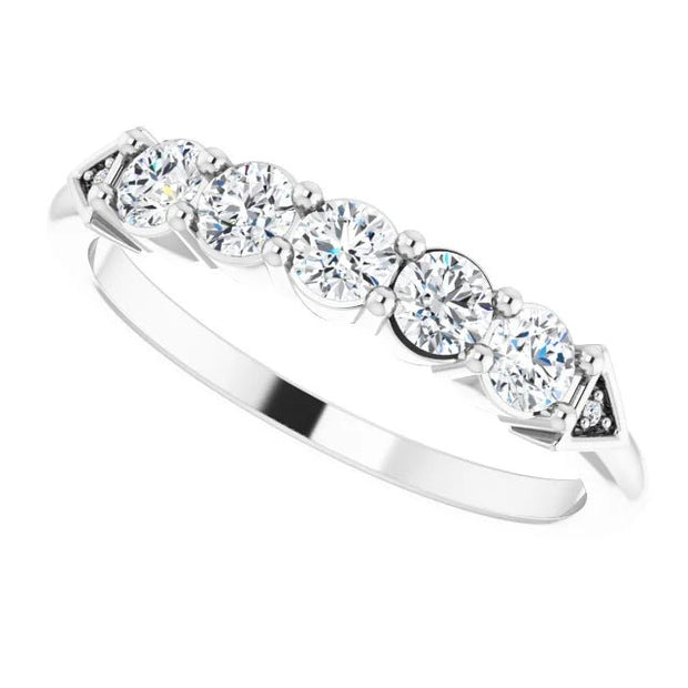 14K White 1/2 CTW Natural Diamond Five-Stone Anniversary Band - Robson's Jewelers