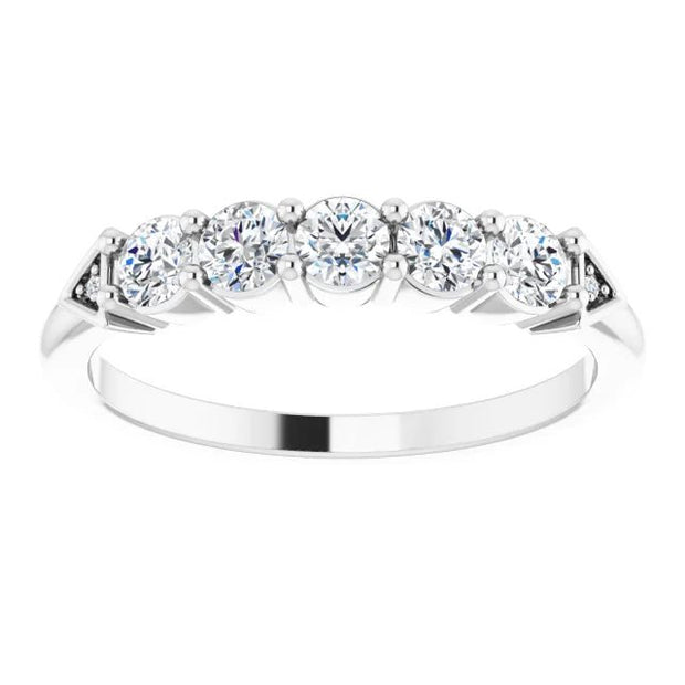 14K White 1/2 CTW Natural Diamond Five-Stone Anniversary Band - Robson's Jewelers