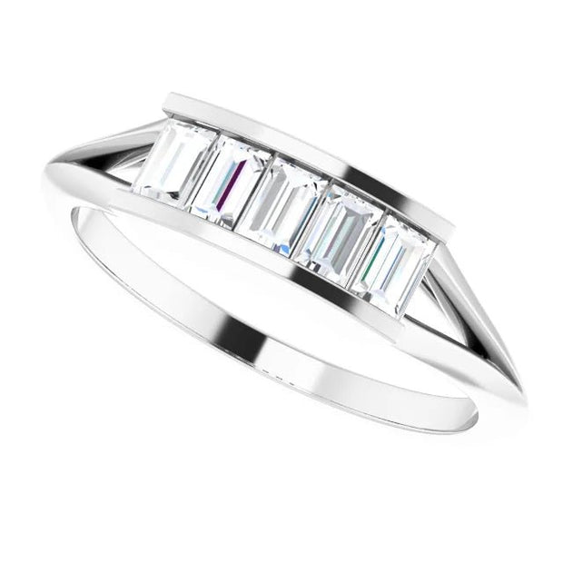 14K White 1/2 CTW Natural Diamond Five-Stone Anniversary Band - Robson's Jewelers