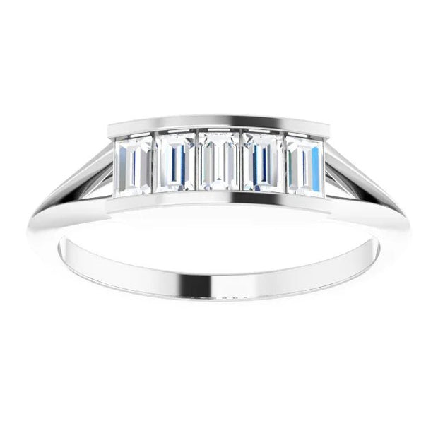 14K White 1/2 CTW Natural Diamond Five-Stone Anniversary Band - Robson's Jewelers