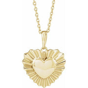 14K Yellow Starburst Heart 16-18" Necklace - Robson's Jewelers