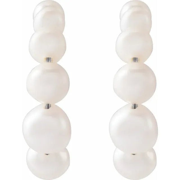 Sterling Silver Cultured White Freshwater Pearl Hoop Earrings - Robson's Jewelers
