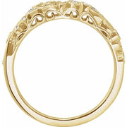 14K Yellow 1/8 CTW Natural Diamond Floral Anniversary Band - Robson's Jewelers