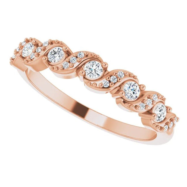 14K Rose 1/5 CTW Natural Diamond Five-Stone Anniversary Band - Robson's Jewelers