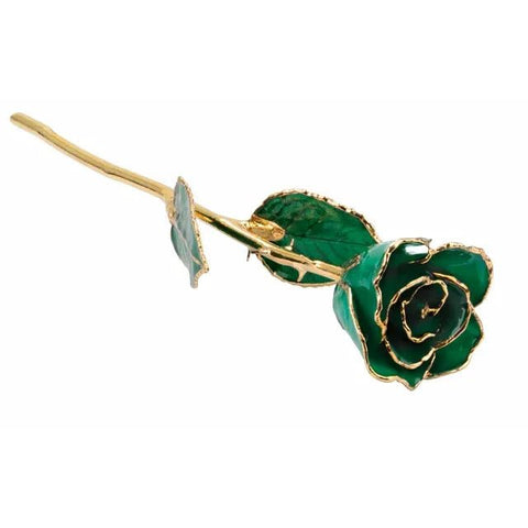 Lacquered Emerald Colored Rose with Gold Trim - Robson's Jewelers