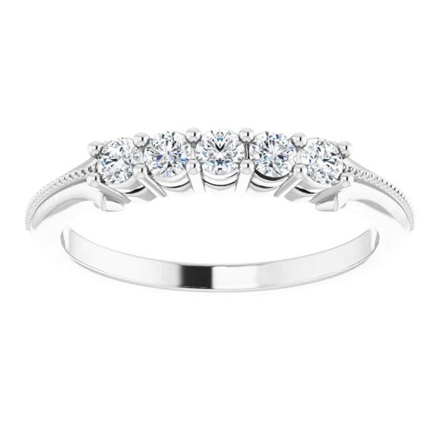 14K White 1/3 CTW Natural Diamond Five-Stone Anniversary Band - Robson's Jewelers