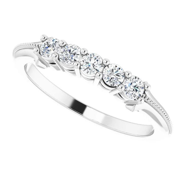 14K White 1/3 CTW Natural Diamond Five-Stone Anniversary Band - Robson's Jewelers