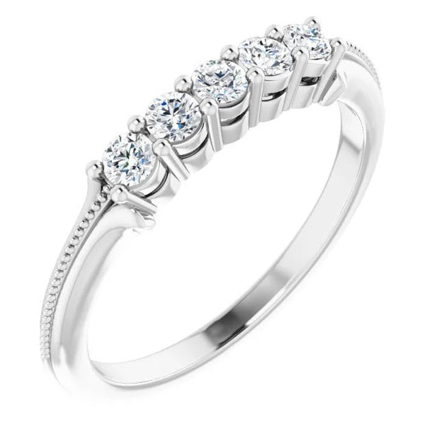 14K White 1/3 CTW Natural Diamond Five-Stone Anniversary Band - Robson's Jewelers