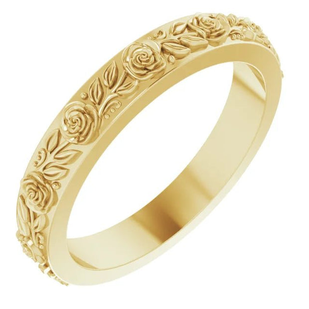 14K Yellow 2.7 mm Floral Band Size 7 - Robson's Jewelers