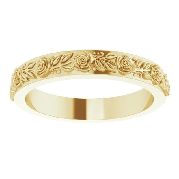 14K Yellow 2.7 mm Floral Band Size 7 - Robson's Jewelers