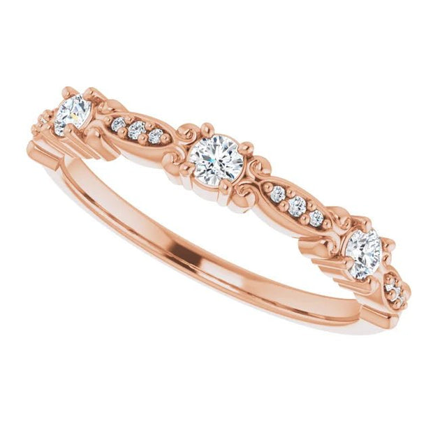 14K Rose 1/5 CTW Natural Diamond Vintage-Inspired Anniversary Band - Robson's Jewelers