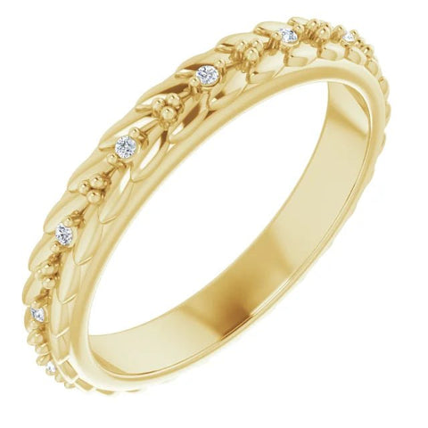 14K Yellow .05 CTW Natural Diamond Floral Band Size 7 - Robson's Jewelers