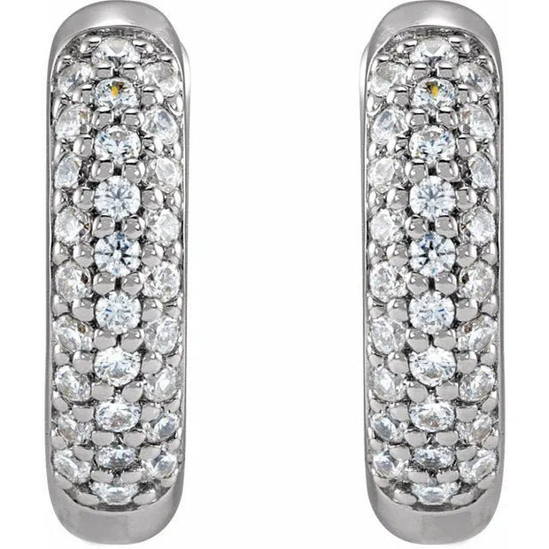 14K White 1/4 CTW Lab-Grown Diamond 12 mm Hinged Hoop Earrings - Robson's Jewelers