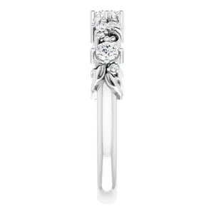 14K White 1/4 CTW Natural Diamond Floral Inspired Anniversary Band - Robson's Jewelers