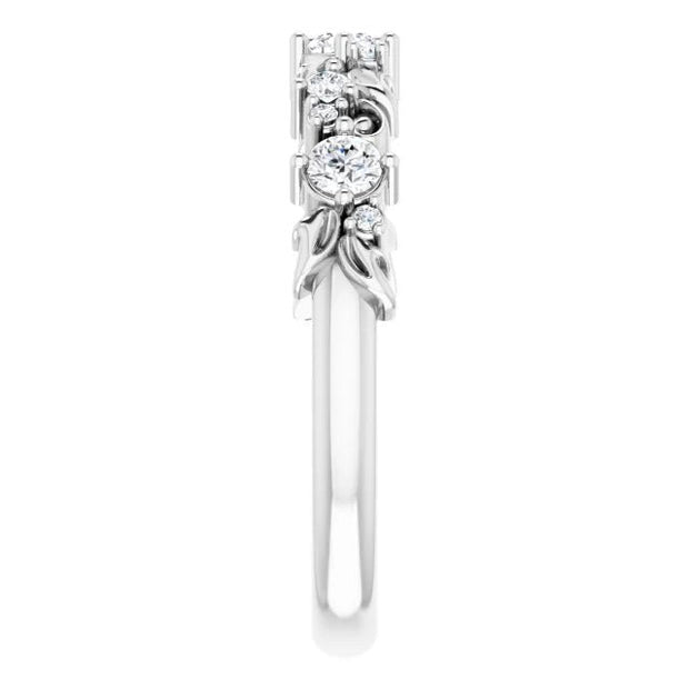 14K White 1/4 CTW Natural Diamond Floral Inspired Anniversary Band - Robson's Jewelers