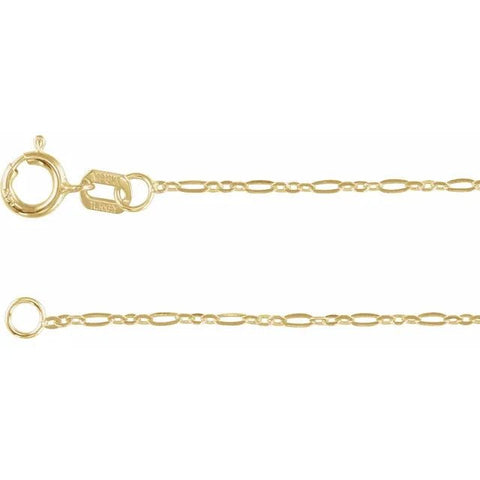 14K Yellow 1.55 mm Figaro 18" Chain - Robson's Jewelers