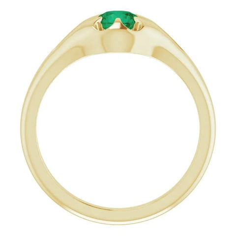 14K Yellow Natural Emerald Belcher Ring - Robson's Jewelers