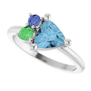 14K White Natural Sky Blue Topaz, Natural Tsavorite Garnet & Natural Tanzanite Ring - Robson's Jewelers