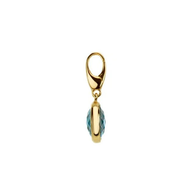 14K Yellow Checkerboard Natural Swiss Blue Topaz Charm - Robson's Jewelers