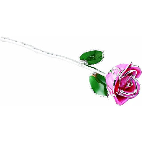 Lacquered Pink Rose with Platinum Trim - Robson's Jewelers