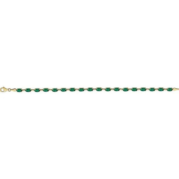 14K Yellow Lab-Grown Emerald 7.25" Bracelet - Robson's Jewelers