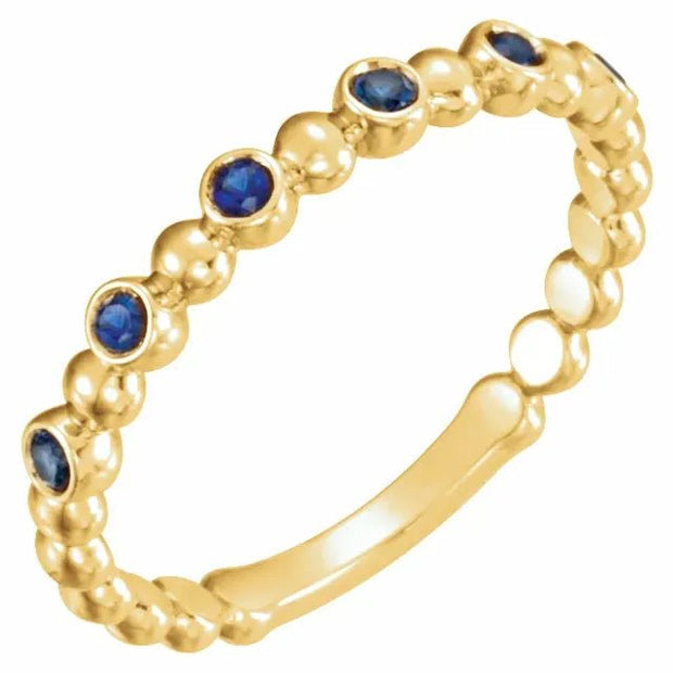 14K Yellow Natural Blue Sapphire Stackable Ring - Robson's Jewelers