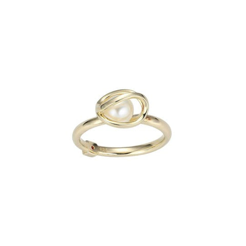 SS ELLE "LUNA" YELLOW GOLD PLATED PEARL RING SIZE 6 - Robson's Jewelers