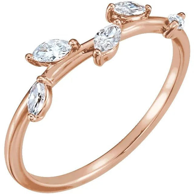 14K Rose 1/4 CTW Natural Diamond Leaf Ring - Robson's Jewelers