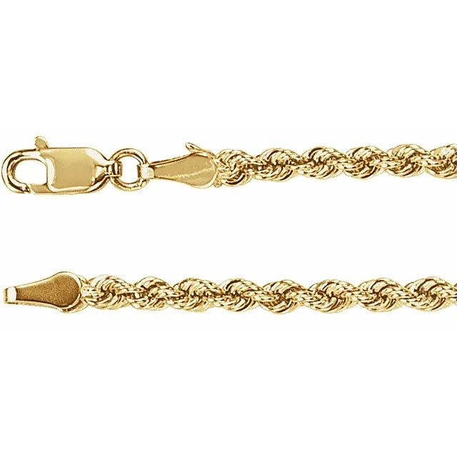 14k Yellow Gold Rope Chain 3 mm