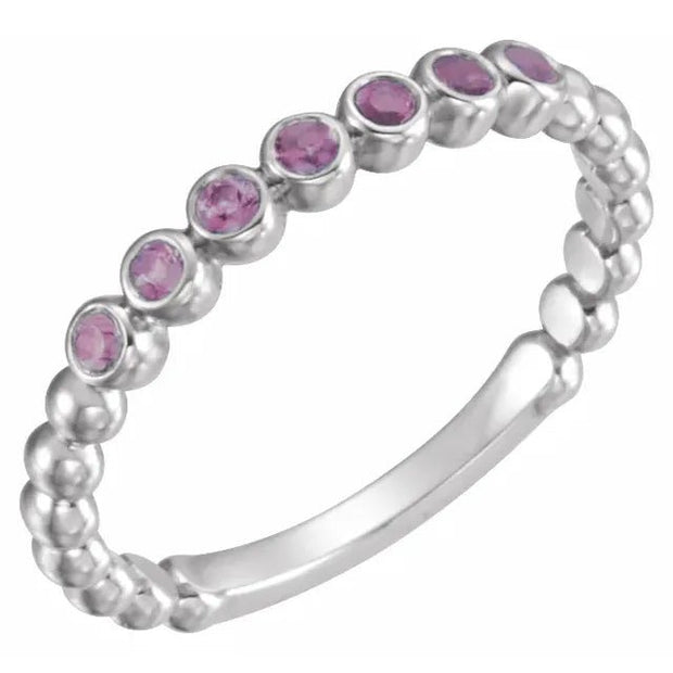 14K White Natural Amethyst Stackable Ring - Robson's Jewelers