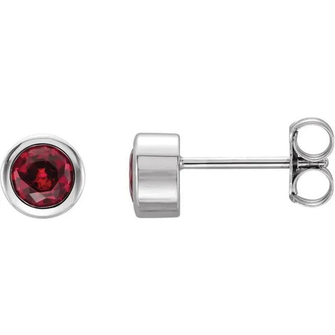 14K White Lab-Grown Ruby Bezel-Set Earrings - Robson's Jewelers