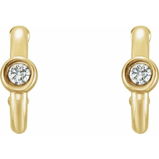 14K Yellow 1/8 CTW Natural Diamond Huggie Hoop Earrings - Robson's Jewelers