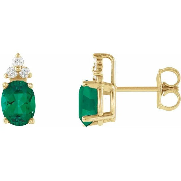 14K Yellow Natural Emerald & .06 CTW Natural Diamond Earrings - Robson's Jewelers