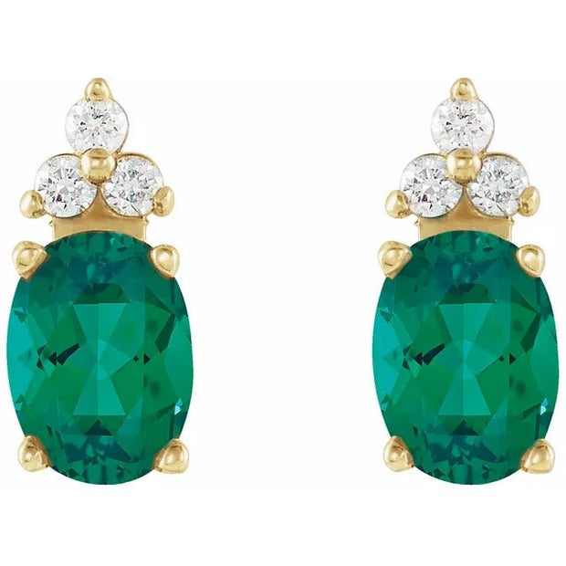 14K Yellow Natural Emerald & .06 CTW Natural Diamond Earrings - Robson's Jewelers