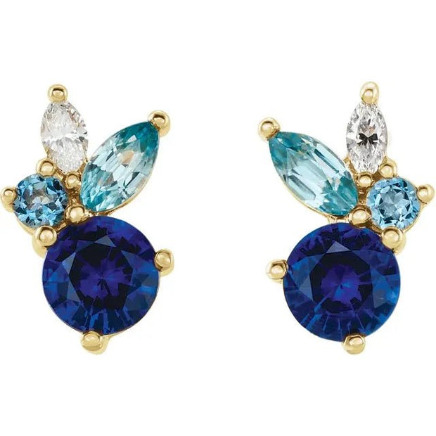 14K Yellow Natural Multi-Gemstone Earrings - Robson's Jewelers