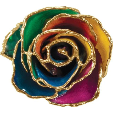 Lacquered Rainbow Rose with Gold Trim - Robson's Jewelers